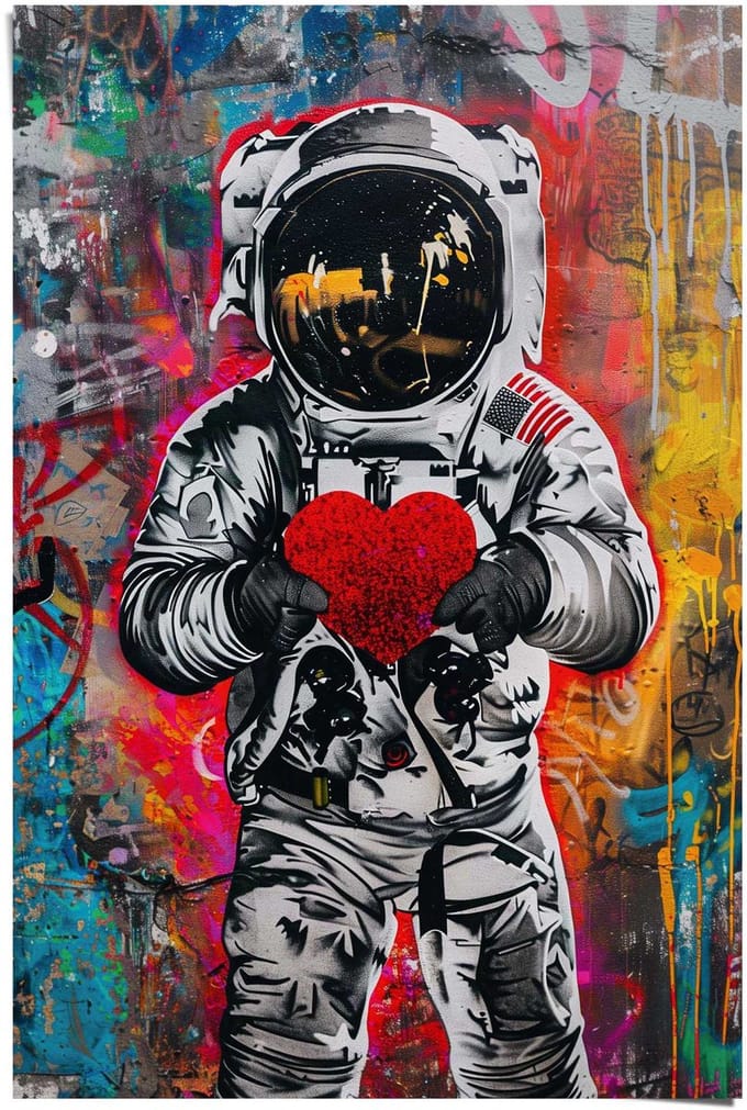 Poster Astronaut Graffiti - 91,5 x 61 - Papier - REINDERS