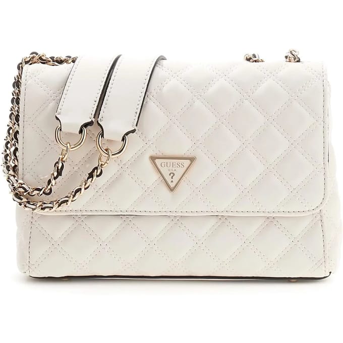 GUESS Schoudertas Giully II Compound Convertible Flap Bag Creme White Crème