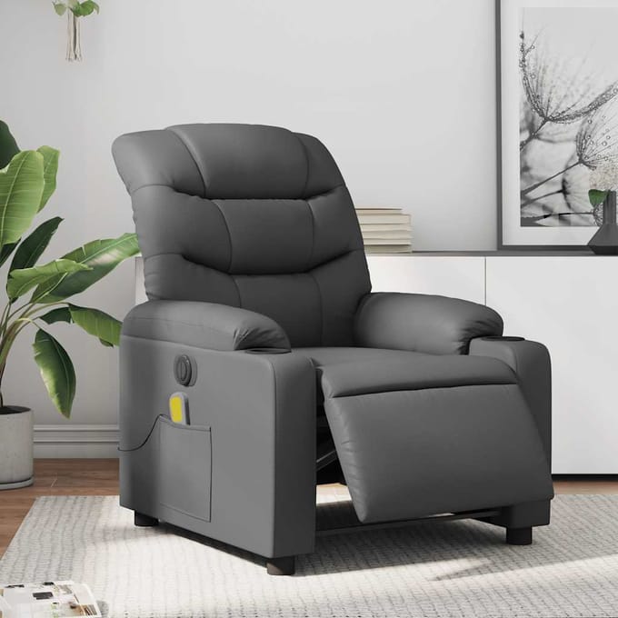 vidaXL - Massagestoel - verstelbaar - elektrisch - kunstleer - grijs