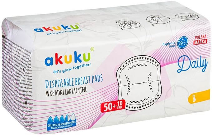 Akuku wegwerp zoogkompressen 60 stuks - Borstkompressen
