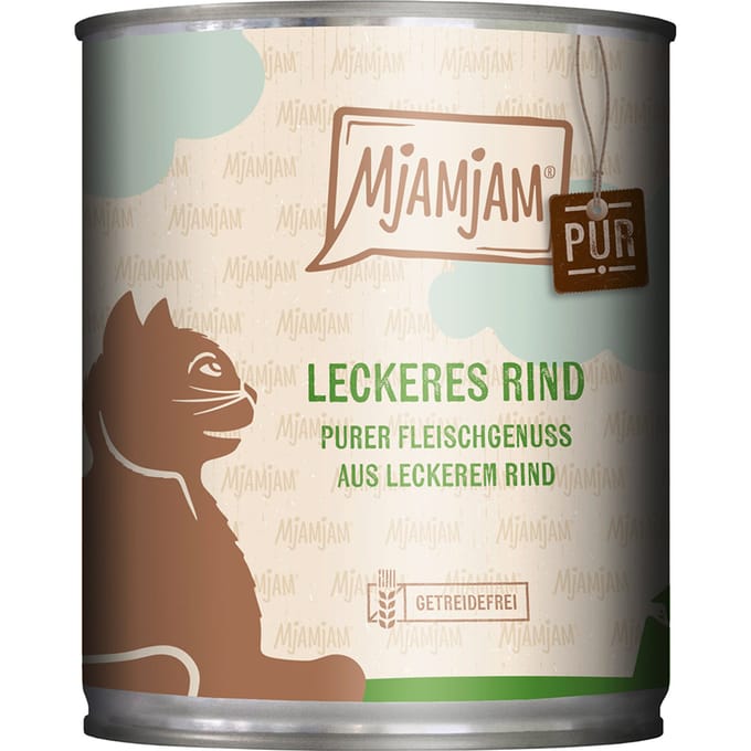 Economy Pack 24x800g MjAMjAM Pure Meat Delight Delicious Pure Beef Wet Cat Food