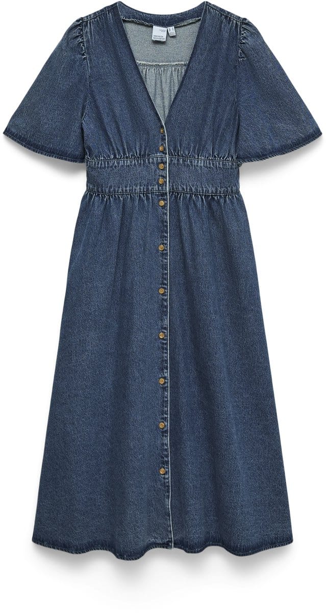 VERO MODA - VMMELANEY BLK 2/4 V-NECK DENIM DRESS - Dames - Mini jurken