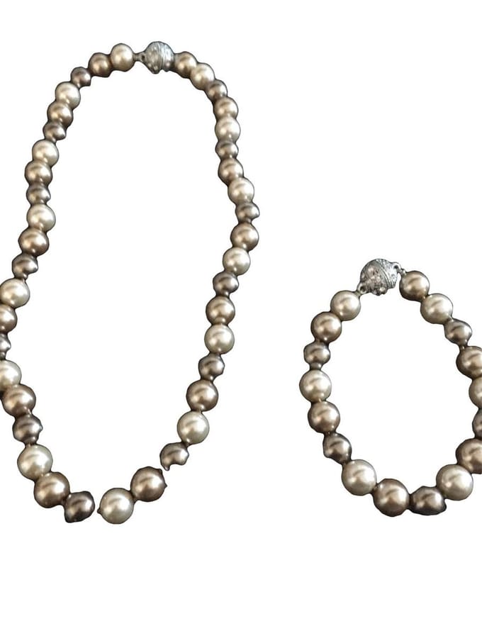 Petra's Sieradenwereld - Parelset bruin, taupe, wit (armband en ketting ) (12)