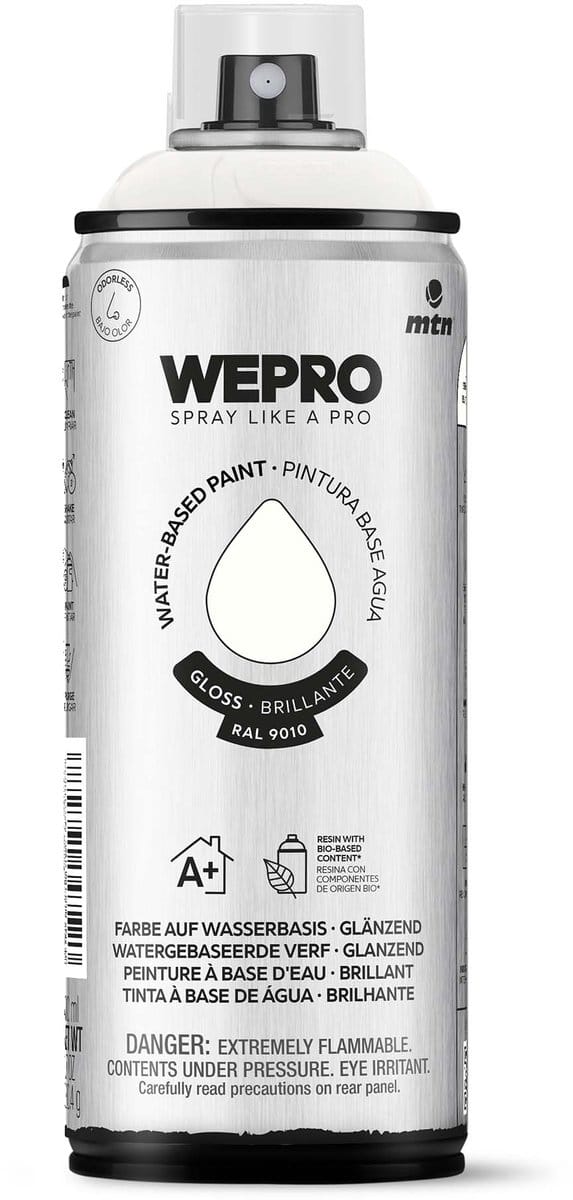 Spuitbus Ral 9010 Wit Glans MTN WEPRO WATER-BASED PAINT 400ML