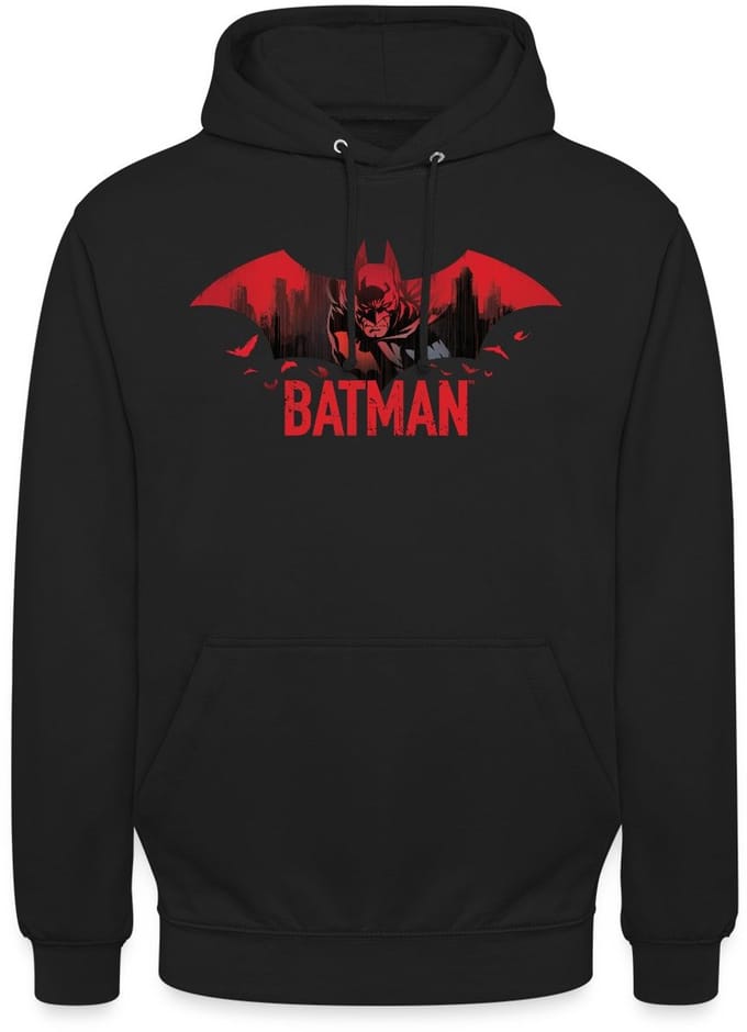 Batman Met Vleermuizen En Rood Batman-Logo Hoodie Unisex
