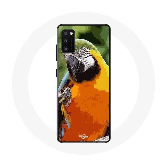 Samsung Galaxy A41 Hoesje Macaws Parrot Oranje Groen