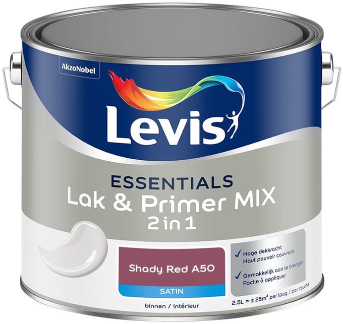 Levis - Essentials Lak & Primer Mix - Shady Red A50 - Mengverf - 2,5 L
