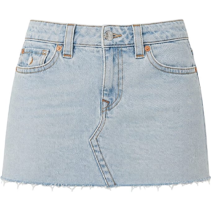 True Religion Sadie effen denim minirok voor dames (Glanzend/Vervaagd)