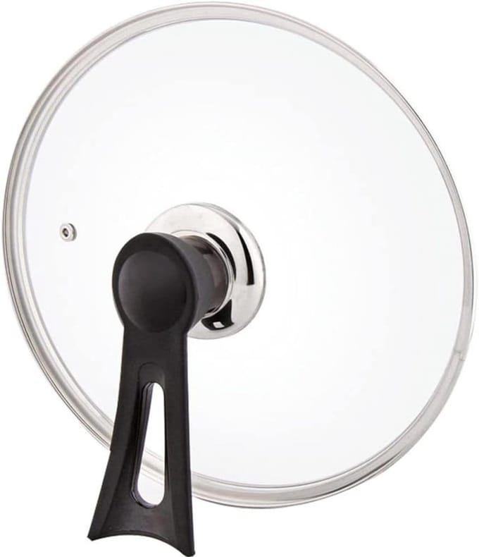 Pannendeksel Glas - Universeel Deksel - Koken & Pruttelen - Met Stoomventiel - 26 cm - Zwart