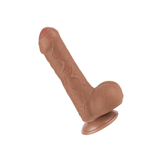 LoveToy - Sliding Skin Dildo 18,3 cm (Ø 3,5 cm) - Bruin