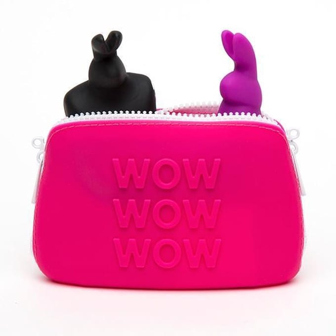Opbergtas wow wow wow siliconen met rits - roze