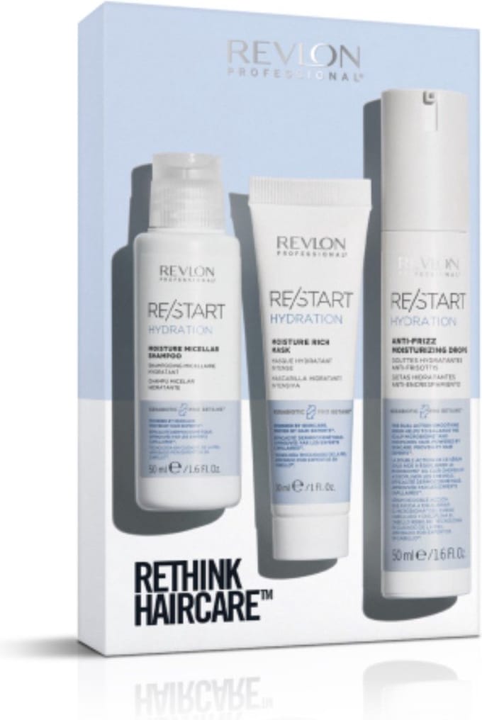 REVLON Restart - Travelpack Shampoo + Conditioner + Anti-pluis druppels - Hydration