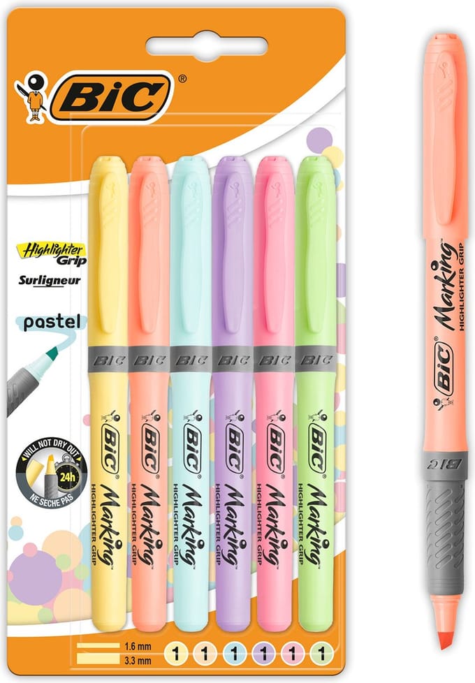 BIC Marking - Markeerstift - Pastel - Highlighter - 6 Stuks