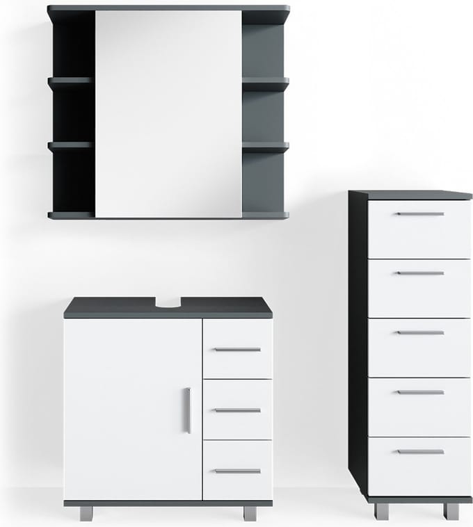 Vicco Badkamermeubel set Ilias, Antraciet, 3-delig