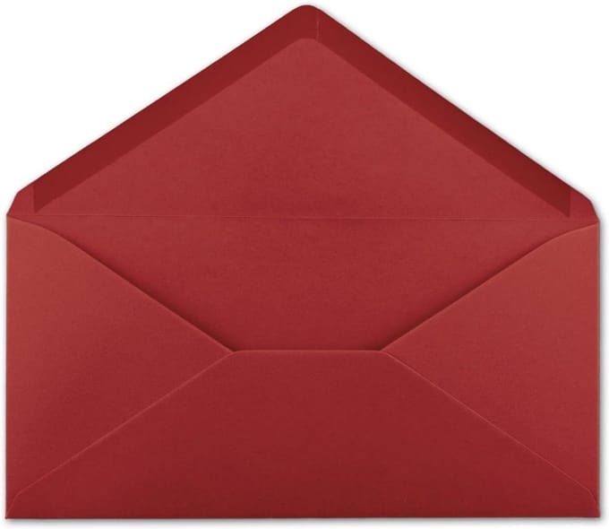 100 Lange Enveloppen DIN Lang Donkerrood 22x11cm Zonder Venster