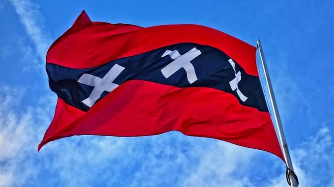 *** Vlag Amsterdam 90 x 150 - Grote Vlag - Amsterdam Stad/Voetbal - Big Flag - van Heble® ***