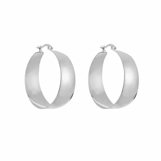 Bijoutheek Oorringen Hoop breed glad Zilver