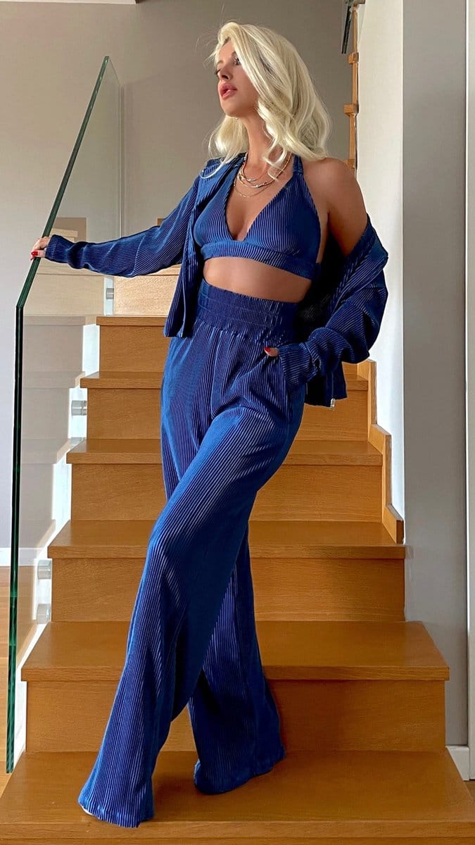 3 Delige Crop Set/Blauw/SIRMAZA