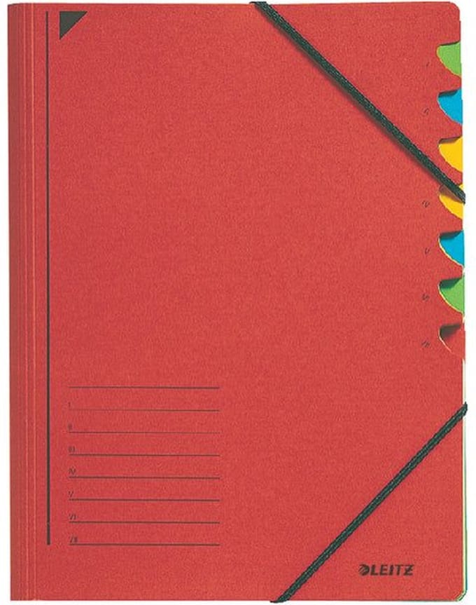 Sorteermap leitz 3907 7vaks rood | 5 stuks