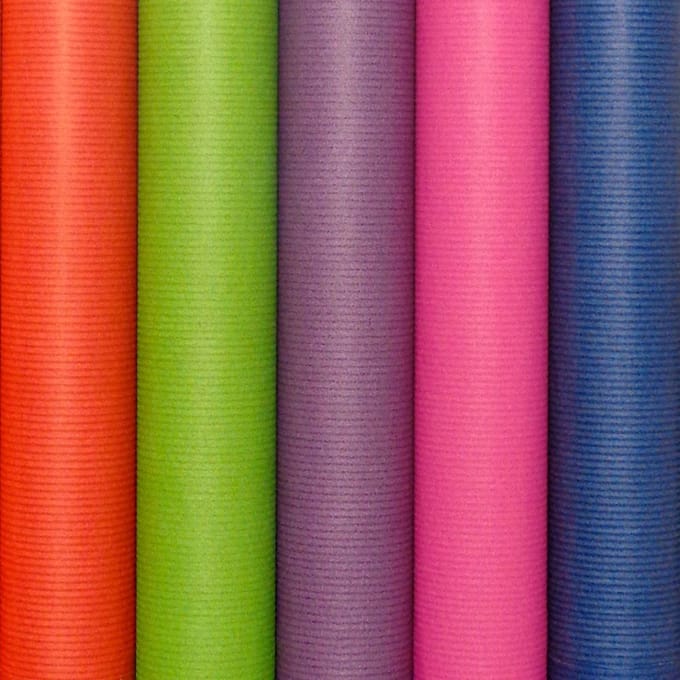 Benza cadeaupapier - Gekleurde kraft inpakpapier - 200 x 70 cm - 3 rollen