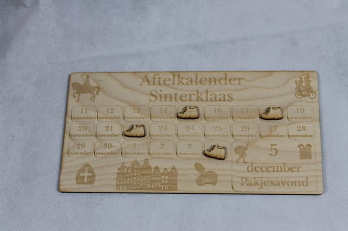 Sinterklaas aftelkalender tot 5 december - hout - incl. 4 schoentjes