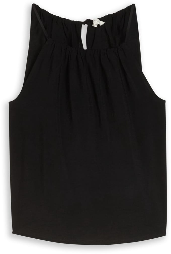 Tom Tailor - Blouse met plooien - Maat 44 - deep black