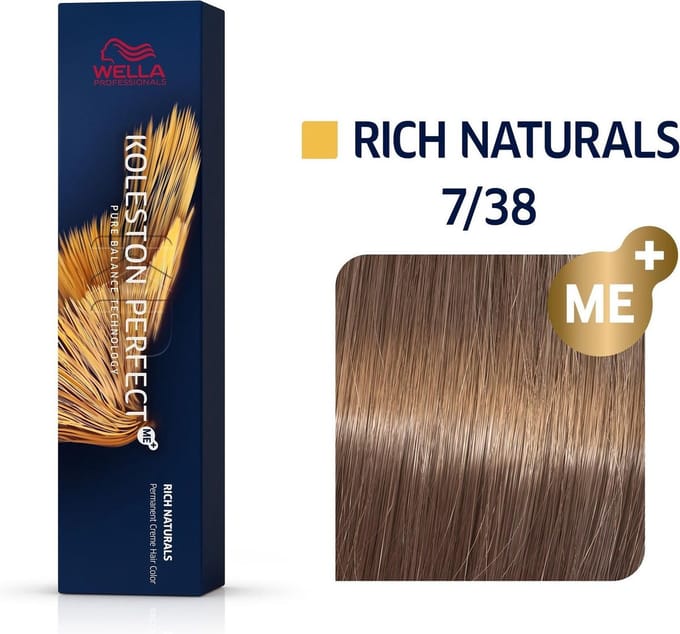 Wella Professionals - Coloration d'oxydation avec ammoniaque Koleston Perfect Me + - 7/38 : Blond Doré Perlé - 60ml