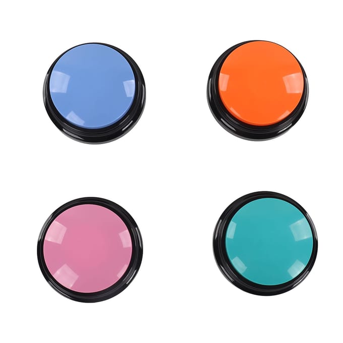 4 Stuks Spraakopname Knop 30 Seconden Opnemen Huisdier Training Buzzer voor Katten Honden Training black