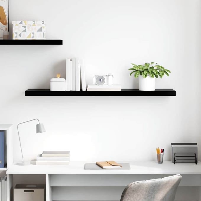 vidaXL - Wandschap - zwevend - 120x23,5x3,8 - cm - MDF - hoogglans - zwart