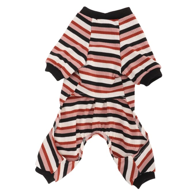 Pyjama pour Chien Rayé Classique Léger Chaud Confortable Extensible Combinaison pour Chien pour le Printemps M gray