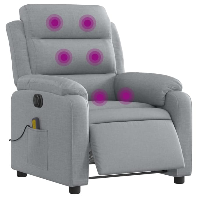 vidaXL - Massagestoel - elektrisch - verstelbaar - stof - lichtgrijs