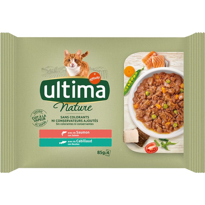 Ultima Cat Nature 12 x 85 g - Zalm & Kabeljauw