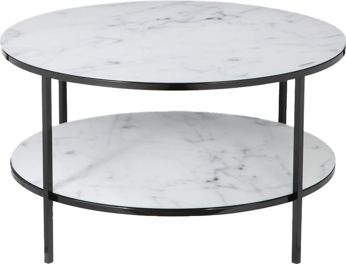 Salontafel Emine Wit - Zwart - Metaal - Rond - 80x80cm - Hoogte 45 cm