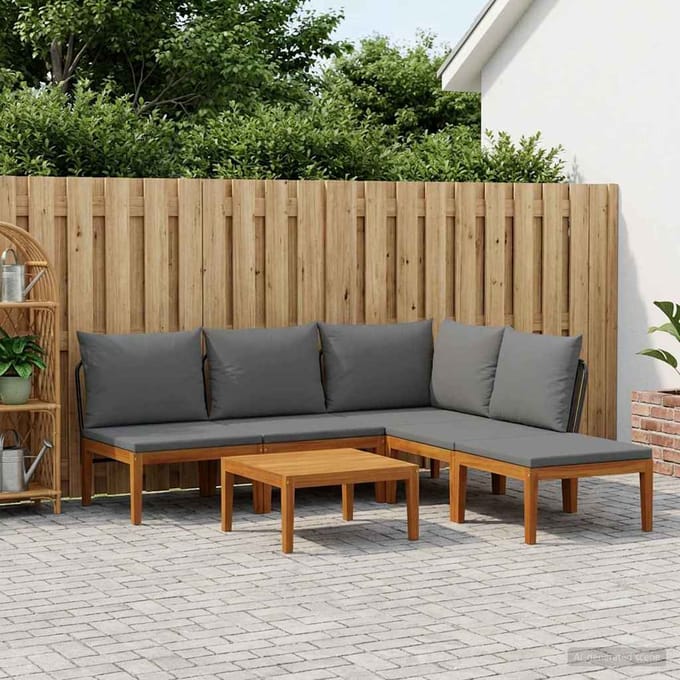vidaXL - 6 - st - Massief - acaciahout - & - touw - Naturel
