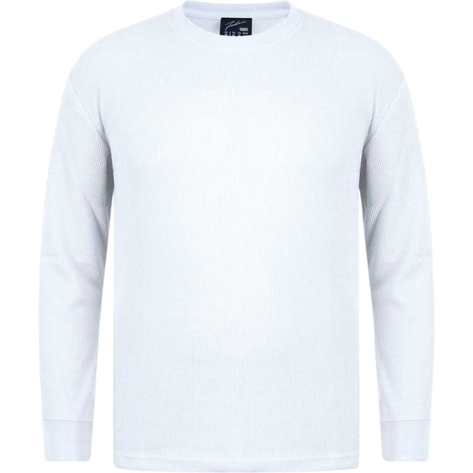 Fabric Heren Wafel T-shirt met lange mouwen (Wit)
