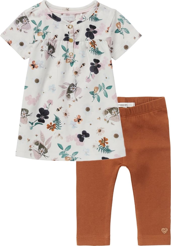 Noppies - kledingset - 2delig - jurk gebloemd - legging bruin - Maat 62