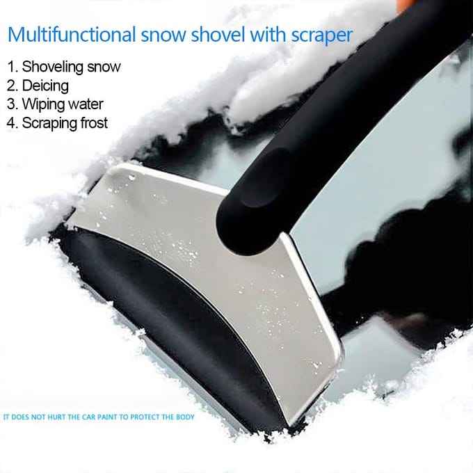 Auto-ijskrabber Sneeuwruimschop Roestvrijstalen auto-voorruit Sneeuwruimschraper Sneeuwruimer Winteraccessoires black