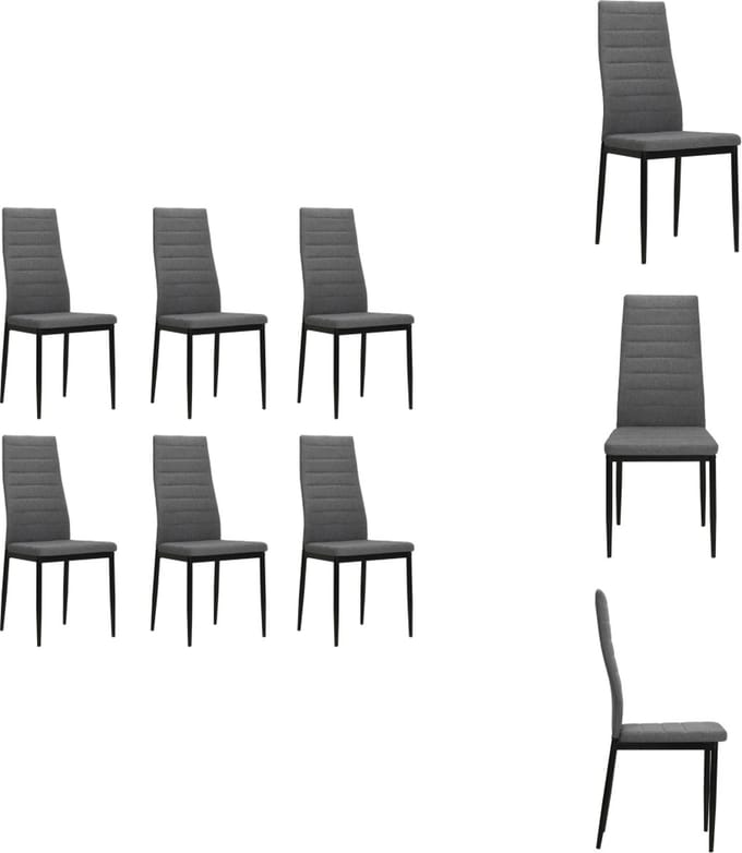 vidaXL - Eetkamerstoelen - 6 - st - stof - lichtgrijs