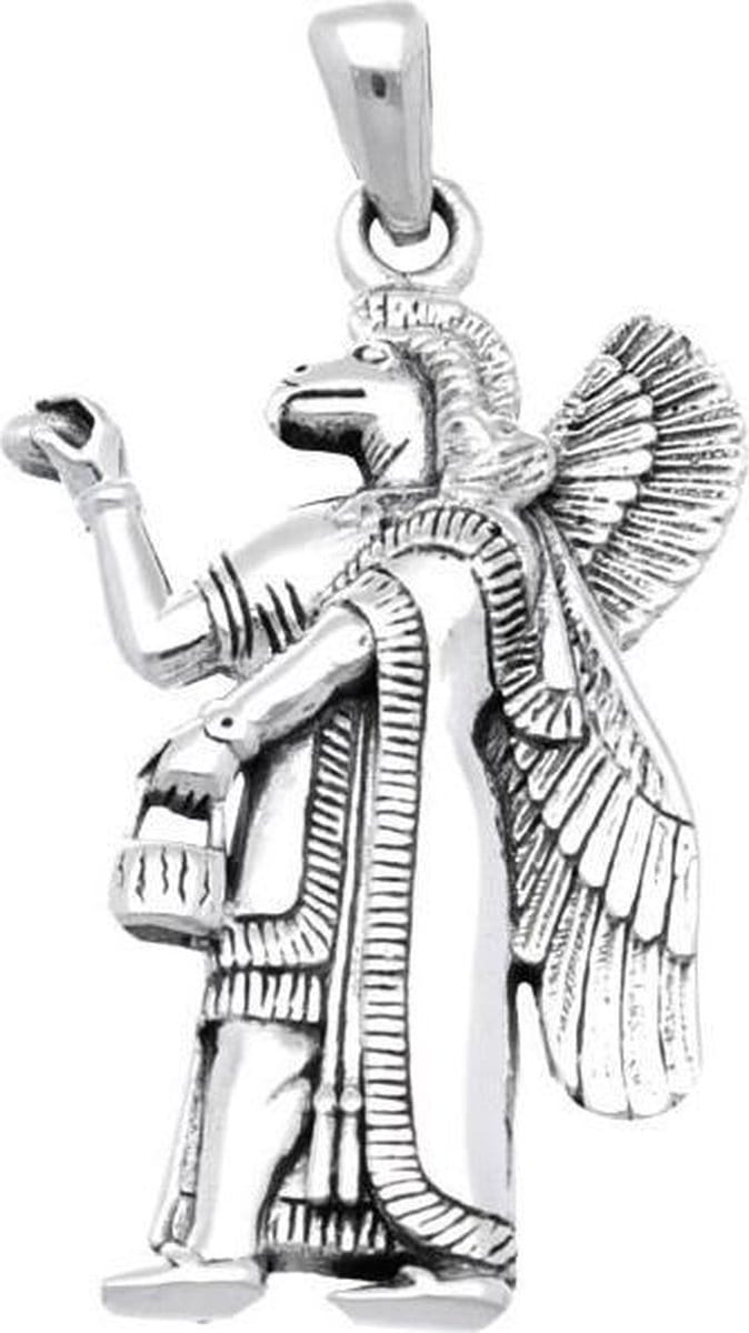 Zilveren Assyrische God Nisroch kettinghanger