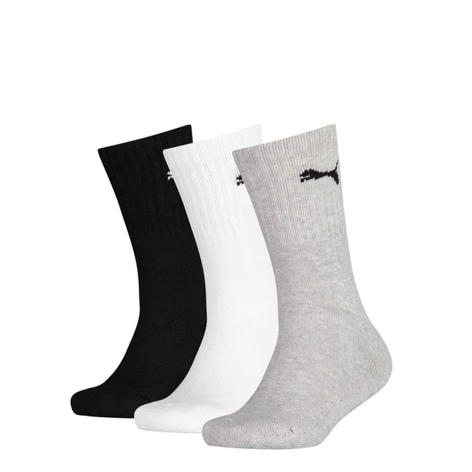 Puma Kinder/Kinder Logo Crew Sokken (Pak van 3) (Zwart/Wit/Grijs)