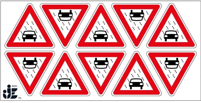 Slecht zicht sticker - J35 | 5 cm - 10 stuks per vel