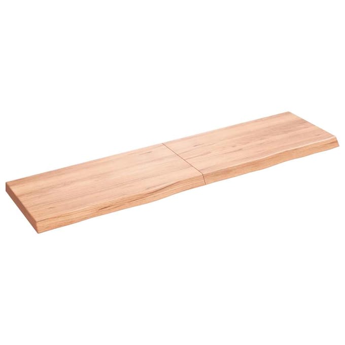 vidaXL - Wandschap - 120x30x(2-4)cm - behandeld - massief - eikenhout - lichtbruin