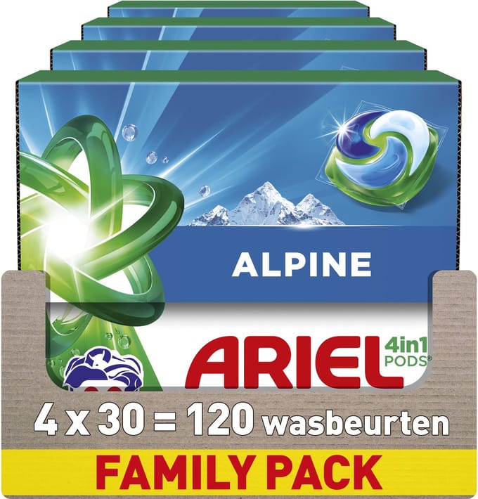 Ariel 4in1 Wasmiddel Pods Alpine - 4 x 30 Wasbeurten