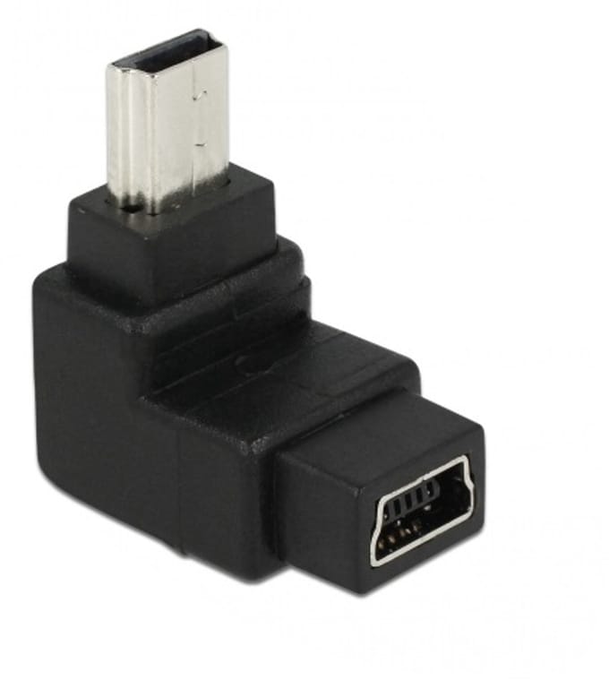 USB Mini B naar USB Mini B haakse adapter / zwart