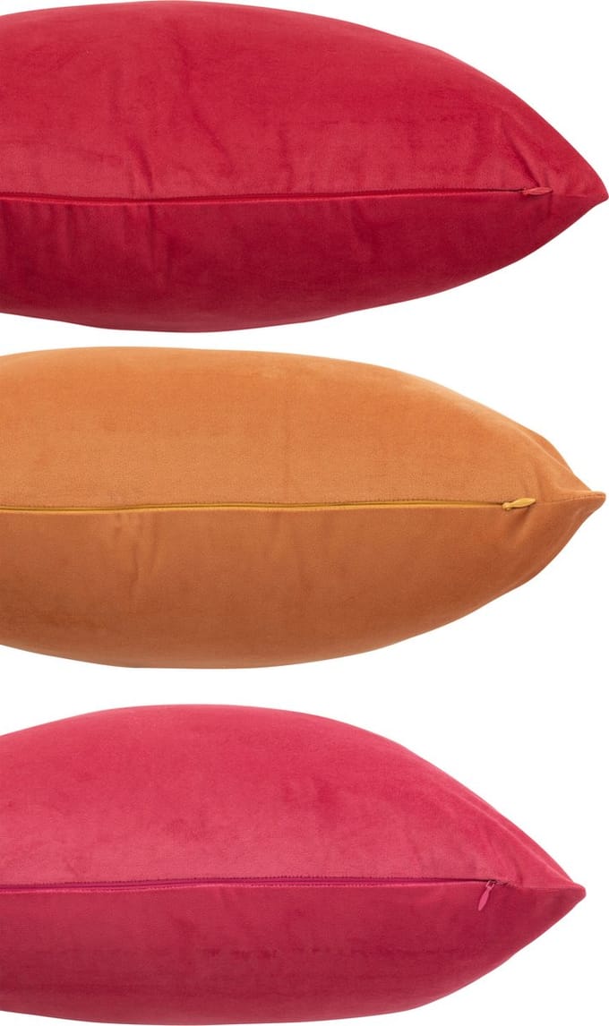 J-Line kussen - fluweel - oker/roze - 3 stuks