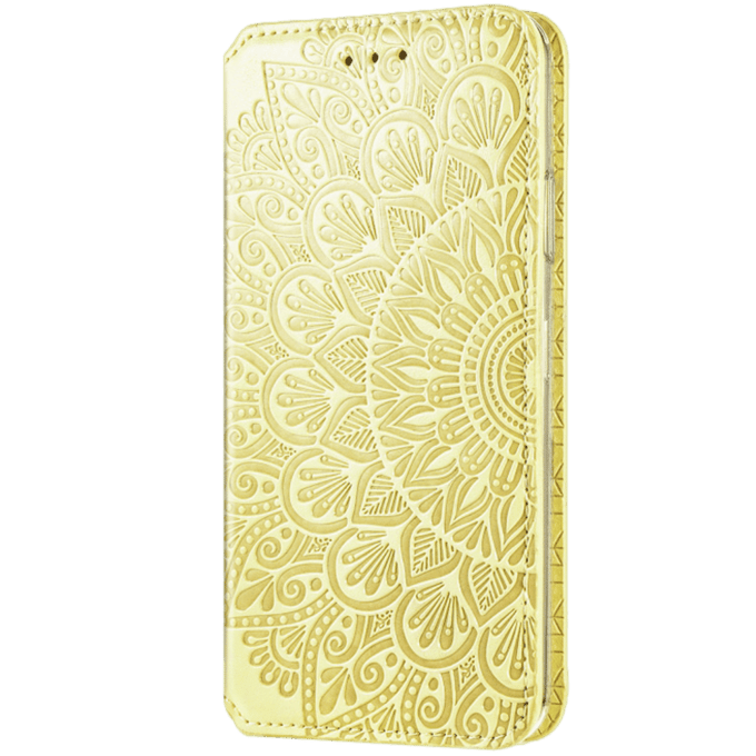 Mocaa iPhone 12 Mini Magnetisch Mandala Portemonnee Hoesje Geel