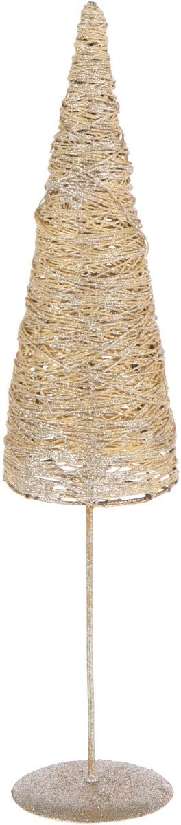 J-Line decoratie Kerstboom Op Voet - metaal/papier - goud - small