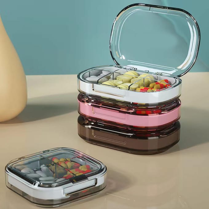 Draagbare Mini Pilendoosje Reis Pillen Dispenser Organizer Huishoudelijk Voedselkwaliteit Afgesloten Opslag wit