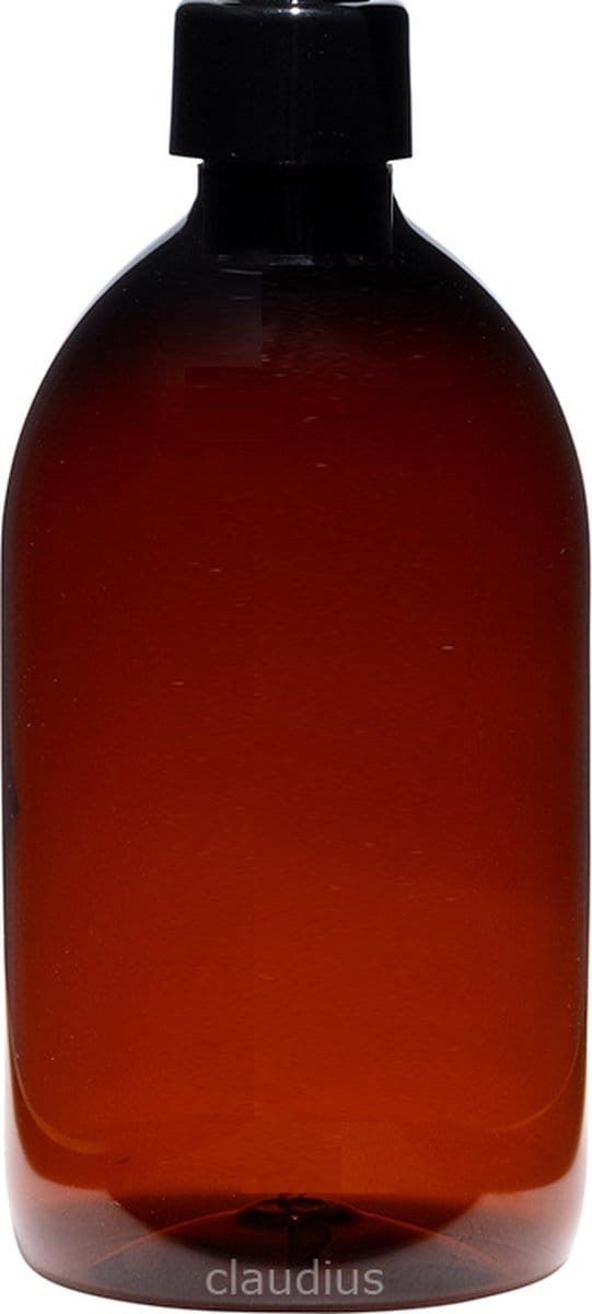 Lege plastic fles 500 ml PET Apothekersfles amber - met zwarte dop - set van 10 stuks - Navulbaar - Leeg