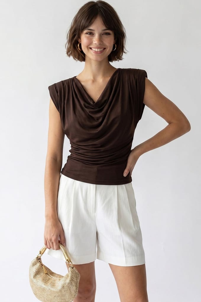 Mouwloze Blouse met Colhals